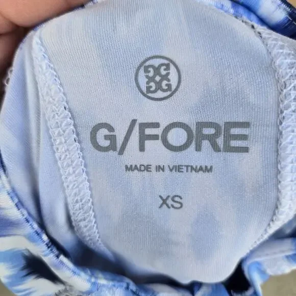 G/Fore Women’s XS Blue White Ikat Print Quarter 1/4 Zip Pullover Top Golf Tennis - Picture 11 of 12